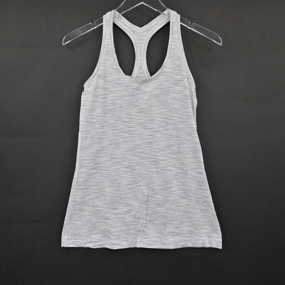 Lululemon Womens Cool Racerback Tank Top Size 4 White Space Nimbus Battle Logo - Picture 2 of 10